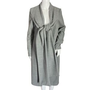 Lavish Alice Gray Tie Front Knot Wrap Coat US 4 UK 8 Belted Minimalist Chic